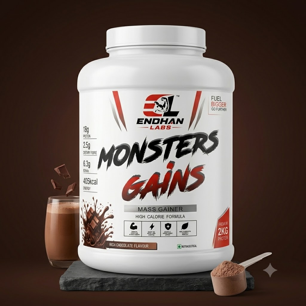 Endhan Labs Monsters Gains Mass Gainer – Rich Chocolate Flavour (2 kg)
